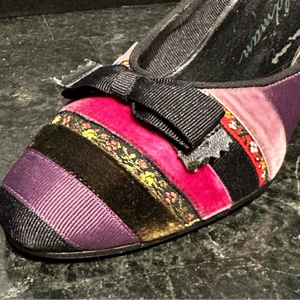 Beverly Feldman Patchwork Kitten Heels Multi Colo… - image 6